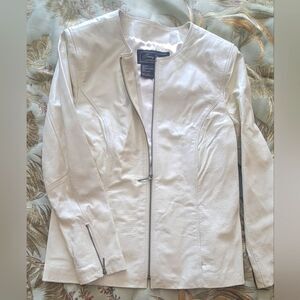 Terry Lewis Classic Luxuries cream leather jacket / blazer